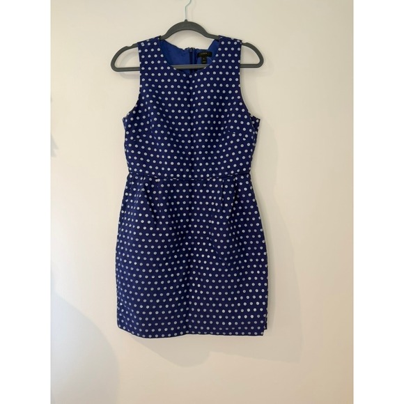 J. Crew Dresses & Skirts - J.Crew Navy Blue & Silver Shimmer Polka Dot Sleeveless Cocktail Dress Size 8